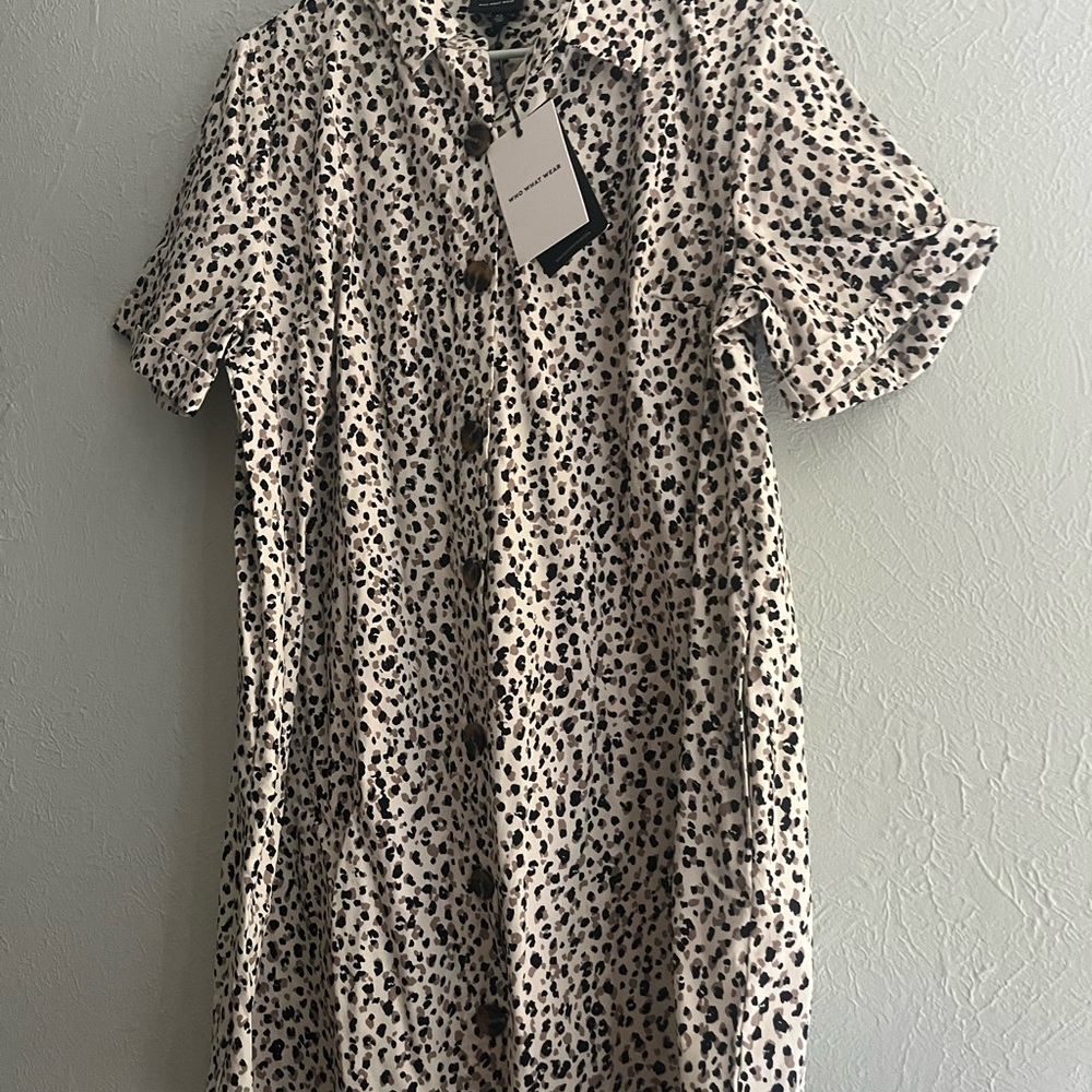 Who What Wear Animal Print Dress with Buttons
